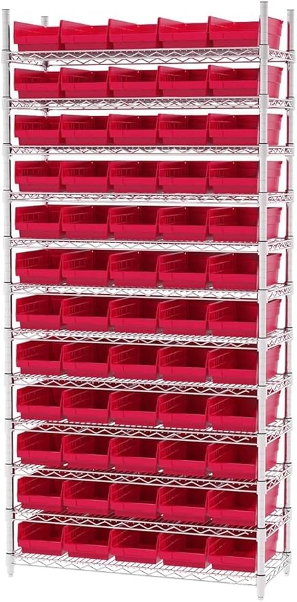 Akro-Mils 30130 Plastic Shelf Bins, Heavy Duty Storage Bins for Garage, Closet, and Drawer Organization, 12" x 6-1/2" x 4", R
