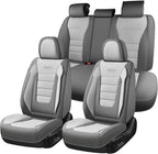 Coverado Car Seat Covers Full Set, Nappa Leather Seat Covers for Cars, Car Seat Protector Car Seat Cushion, Front and Back Se
