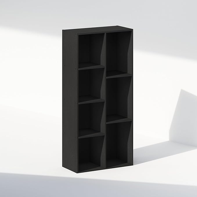 Furinno Reed Closet Organizers and Storage, 7-Cube Closet Organizer, Open Shelf Closet Storage, for Wardrobe, Bedroom, Living