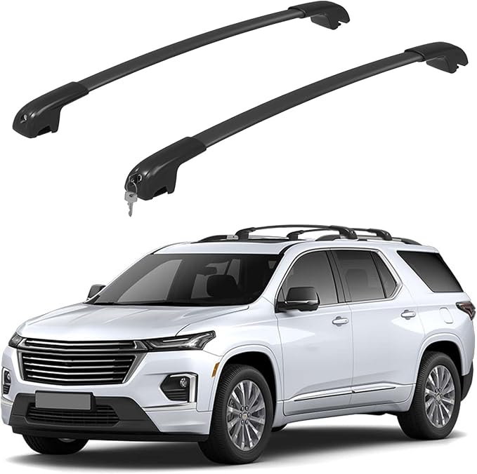 330lbs Lockable Roof Rack Cross Bars Compatible with Chevrolet Chevy Traverse 2022 2023 2024 2025 2026, Aluminum Roof Rails Crossbar for Rooftop Cargo Luggage Kayak Canoe Snowboard Rack