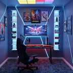 7 Tier Wall Shelves with RGB Light, Lack Wall Shelf Unit, Vertical Shelf with Remonte Control,White Shelves