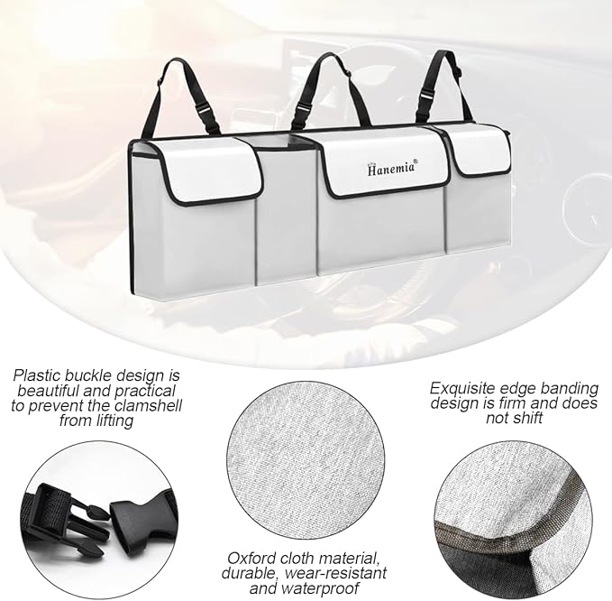Car Trunk Organizer and Storage, Backseat Hanging Organizer for SUV, Truck, MPV, Waterproof, Collapsible Cargo Storage Bag