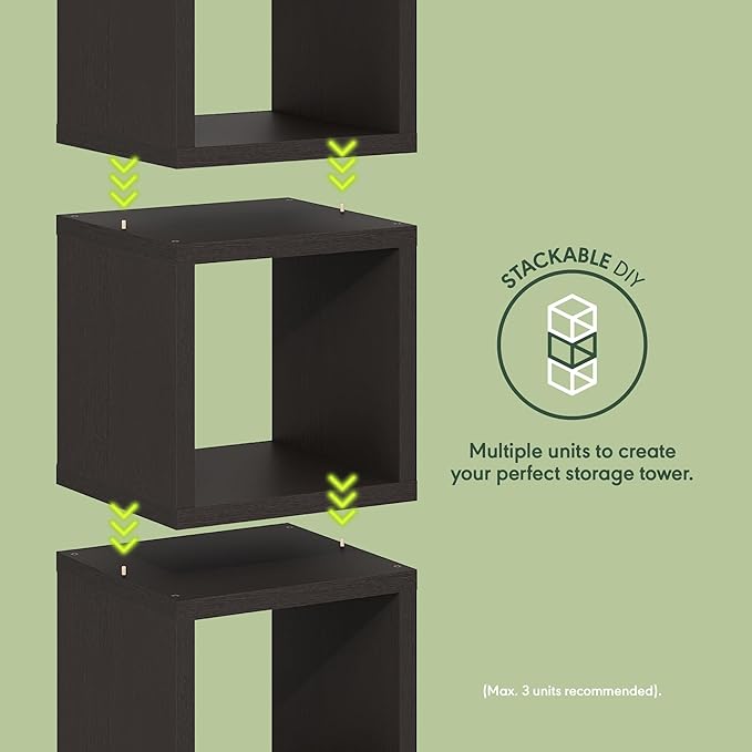 Furinno Cubicle Book Shelf, Stackable Bookshelf, Cube Storage Organizer Bookcase with Open Back, Extra Thick, 15.8" x 15.8" x