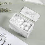 Luxspire Cotton Swab Holder, Resin Canister with Lid, 2 Compartments Dispenser Storage Box Cosmetics Countertop Organizer Con