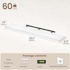 Vivelove White Floating Shelves 55 Inches Long, Wall Display Shelves with Invisible Brackets, for Bathroom Living Room Kitche