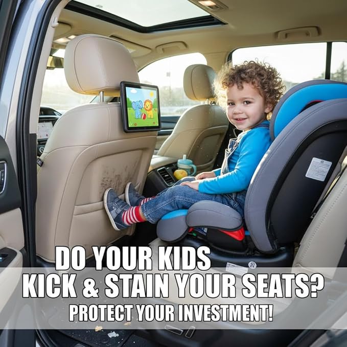 Seat Back Protector + Large Capacity Pocket Storage Organizer,Preventing the Impact of Children Stepping on the Seat Backrest (Blue)