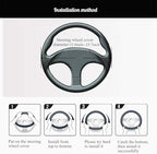 Brown Wheel Cover Cowhide Steering Wheel Cover Leather Car Steering Wheel Cover Universal 15.5inch / Size L (B-Brown-L)