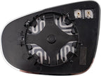 TRQ Right Passenger Side Mirror Glass Heated Convex Snap On Compatible with 2010-2014 Volkswagen Golf GTI VW1325116