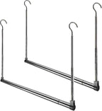Adjustable Hanging Closet Rod, Extender Hanging Rod, Closet Hanging Organizer, Heavy Duty Closet Bar, Hanging Rod (Black, 2 P