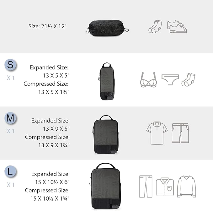 BAGSMART 6 Set /4 Set/2 Set Compression Packing Cubes for Travel, Lightweight Luggage Organizer Bags, Durable Space Saver Bag
