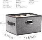 PRANDOM Fodable Storage Baskets for Closet [5-Pack] Decorative Fabric Storage Bins Cubes with Leather/Metal Handles for Shelv