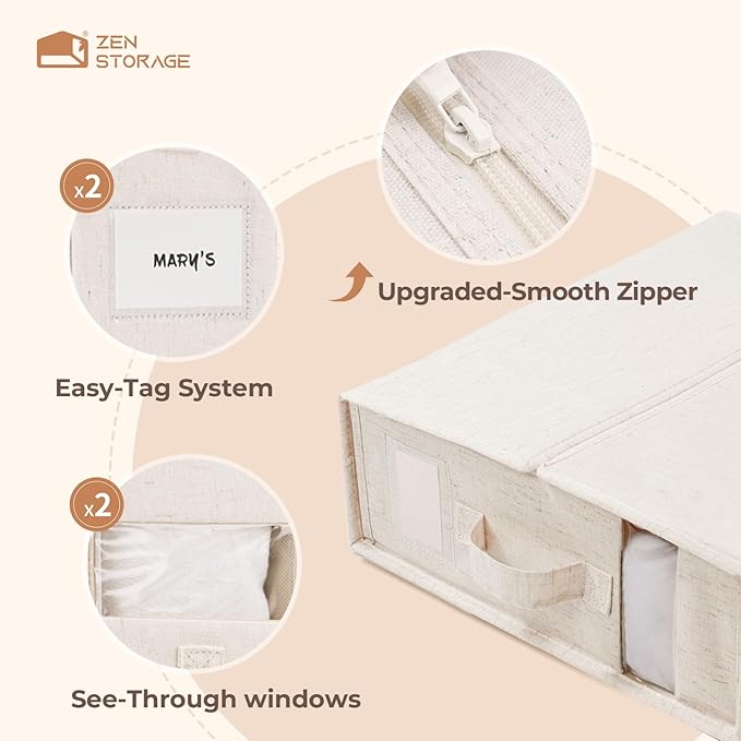6Pack Linen Sheet Organizers and Storage - King/Queen Size Sheet Storage Organizer with Window, Foldable & Dustproof Sheet Or