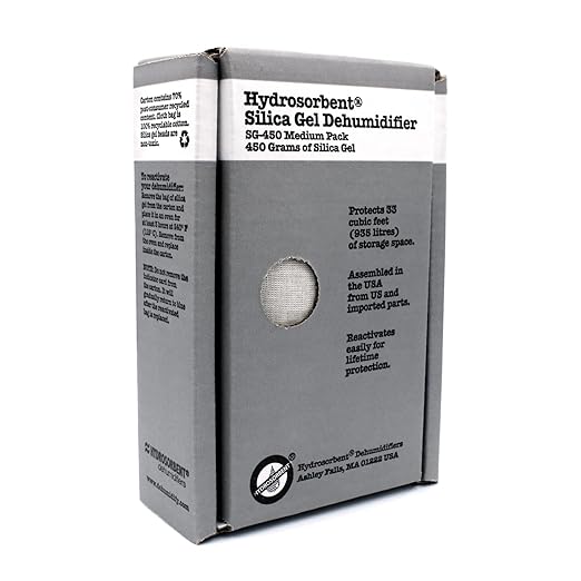 HYDROSORBENT Gun Safe Dehumidifier Rechargeable Silica Gel 450 Gram Carton. Moisture Absorber. Reusable Desiccant