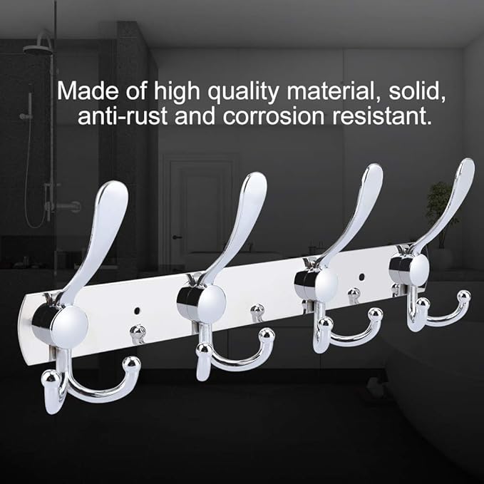 Stainless Steel Wall Hooks for Clothes, Multifunctional Towel Hat Rack Organizer, Wall Mounted Coat Rack Durable Hangers for 