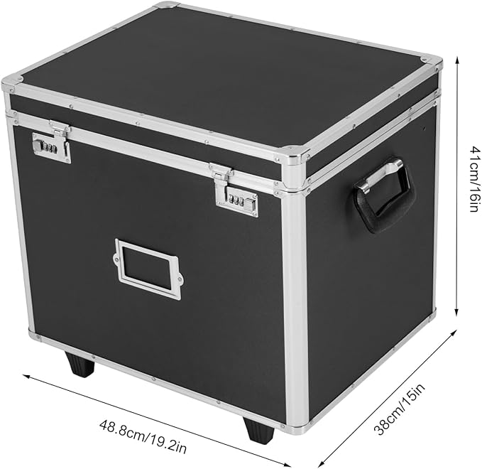 Rolling File Box Document Box with Lock Wheels Multi-Layer Water-Resistant Large Portable Home Filing Cabinet for Hanging Fol