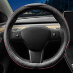 LKWLIKEI Nappa Leather Ultra-Thin Steering Wheel Cover, for Tesla Model 3/Y Steering Wheel Cover, Non-Slip Design and Interio