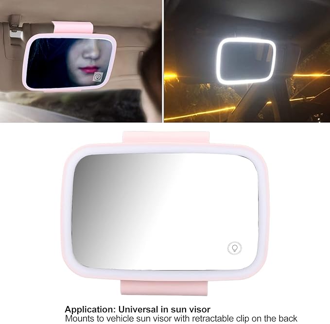 Car Sun Visor Vanity Mirror,LED Sun Visor Mirror,Car Sun Visor Makeup Mirror Surround LED Lights Plug and Play with Retractable Back Clip