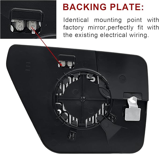 Driver Side Mirror Replacement for Ford F150 2022 2023, Left Exterior Side Rearview Mirrors Glass, with Backing Plate, Power 