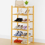 Smiry Shoe Rack, 5 Tier Thick Small Bamboo Shoe Organizer, Stackable Free Standing Wooden Shoe Storage Shelf for Closet, Entr