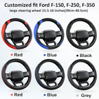 West Llama Customized Auto Car Steering Wheel Cover for Ford F-150, F-250, F-350, Expedition (Black+Blue)