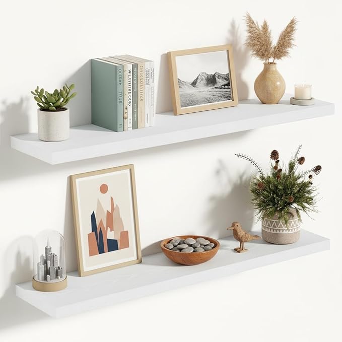 Vivelove 10 in Deep Floating Shelves for Wall, 36" x 10.2" x 1.5" Shelves for Room Wall Mounted, 1.5 Inch Thick Shelf for Bat
