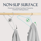 HOUSE DAY Sky Blue Velvet Hangers 60 Pack, Non Slip Clothes Felt Hanger Heavy Duty for Coat, Premium Slim Space Saving Suit H