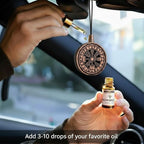 Wood Car Air Freshener — Vegvisir Handmade Unscented DIY Essential Oil Hanging Diffuser with Felt Insert — Add Your Own Oils 