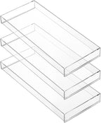 Peohud 3 Pack Acrylic Bathroom Trays, Clear Vanity Tray for Toilet Tank, Decorative Countertop Organizer for Perfume, Makeup,