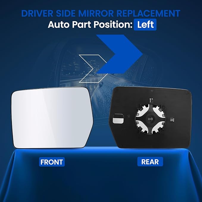 Driver Left Side Mirror Glass Compatible With Ford F150 F-150 2004-2010, Driver Left Side LH Rearview Glass with Backing Plate Replaces 4L3Z17K707AA Rear View Mirror