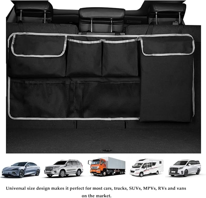 Large Capacity Car Trunk Organizer,Six Pockets Trunk Storage Organizer with Adjustable Straps,Wear-Resistant Oxford Fabric Han