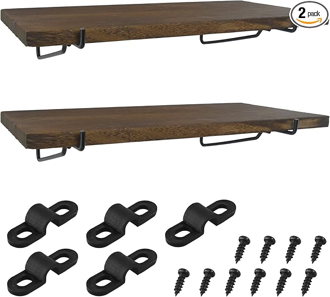 G.CORE 2 Pack Wooden Pegboard Shelves with Brackets, Peg Board Shelf Hooks Assortment Organizer Accessory, Various Tools Stor