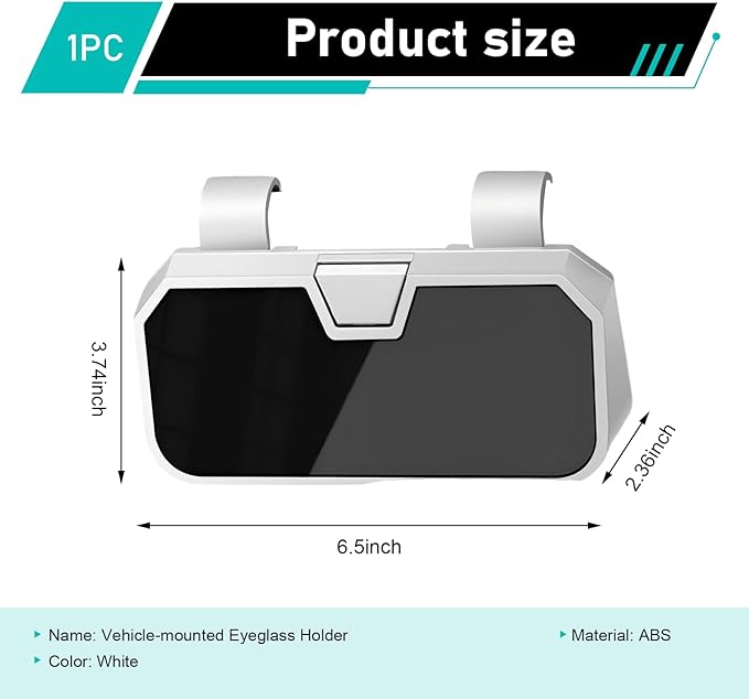 Car Sun Visor Sunglass Box, Car Visor Clip ABS Eyeglasses Storage, Universal Auto Sunvisor Accessories Organizer Box for Most Vehicles, Trucks, SUVs (White)