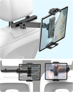 Car Back Seat Tablet Holder, [Thick Case Friendly] Car Headrest Tablet Mount Stand with Extension Arm, Road Trip Essentials for Kid, Fits iPad Pro 12.9 Air Mini, Tab, iPhone, 6.1-13" Device
