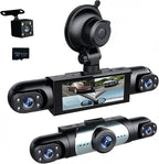 360° Full View Dash Cam Front and Rear Inside, 4 Channel Dashcam 1080P Full HD Dash Camera for Cars with Infrared Lamps Night
