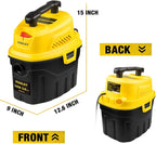 STANLEY 3 Gallon Wet Dry Vacuum, 3 Peak HP Poly 2 in 1 Shop Vac with Powerful Suction, Portable Shop Vacuum Car Vacuum W/ 3 H