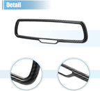 X AUTOHAUX Car Interior Rearview Mirror Cover Trims Decoration Accessory ABS Black Carbon Fiber Patern for Dodge Challenger Charger for Ram