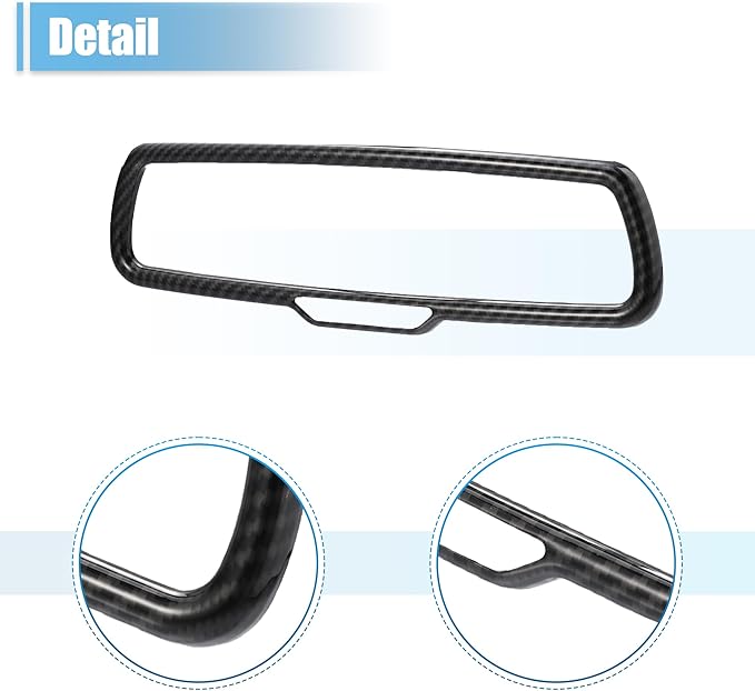 X AUTOHAUX Car Interior Rearview Mirror Cover Trims Decoration Accessory ABS Black Carbon Fiber Patern for Dodge Challenger Charger for Ram