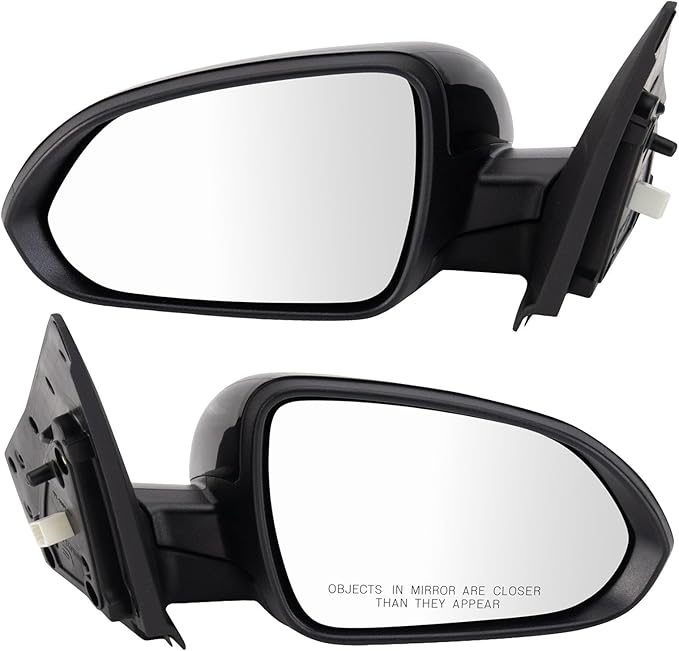 TRQ Driver and Passenger Side Power Heated Mirror Set Smooth Black Paint to Match Compatible with 2021-2023 Kia Rio KI1320291