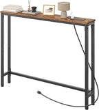 HOOBRO Floating Shelves and Console Table Bundle, Wall Mounted Shelf Set of 2, 39.4 Inch Narrow Entryway Table with Power Out
