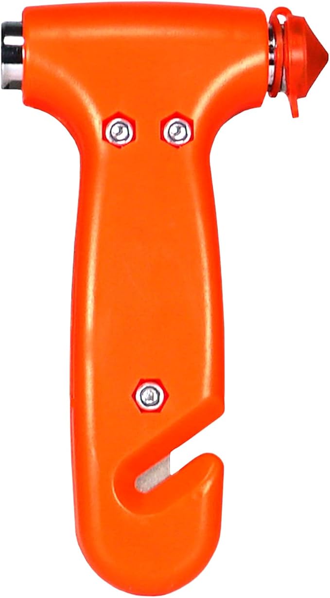 Be Smart Get Prepared 3-in-1 Auto Emergency Escape Hammer - Includes Glass Breaker, Seat Belt Cutter & Flat Hammer - Compact 