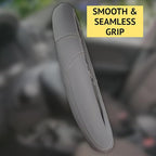 Steering Wheel Cover, Gray, Real Genuine Leather, Small, 14 inch, for Men and Women, Universal, Stretch On, Heat Resistant, Stays Cool, Non-Slip, HANWOLF