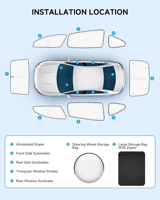 8pcs Thicken Full Car Window Shades for Toyota RAV4 2013-2018，Accessories, Reflective Windshield Sunshade Window Covers for Side Rear,UV Block and Blackout Privacy for Camping