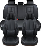 Coverado Car Seat Covers 5 Pieces, Full Set Universal Seat Covers for Cars, Waterproof Nappa Leather Auto Seat Protectors wit