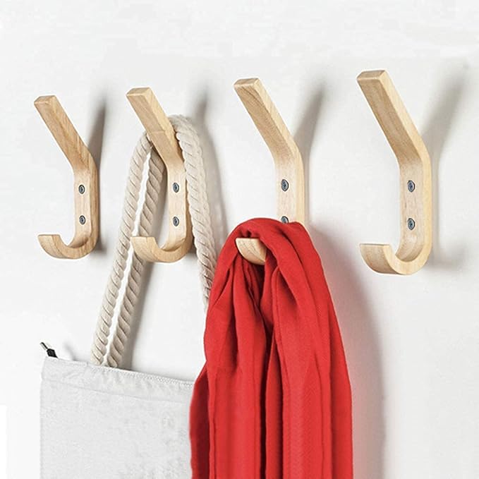 Wooden Coat Hooks Wall Hooks,Natural Oak Wood Hooks Decorative Vintage Wood Wall Hooks Organizer Heavy Duty Wall Mounted Hook