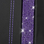 CAR PASS Leather Diamond Bling Car Seat Cover 2 Front Interior Sets, Waterproof Universal Shining Glitter Crystal Sparkle Fit for 95% Automotive Truck SUV Cute Women Girl, Black Purple Rhinestone