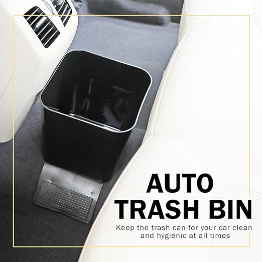 Car Trash Can for Vehicles Leakproof Compact Garbage Bin w/Stability Flap, Anti-Slip Base, Portable Trash Holder for Cars, Trucks, SUVs, Minivans (Black, Large)
