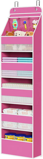 Univivi 6-Shelf Over Door Hanging Organizer Fabric Baby Door Storage with 5 Large Pockets and 3 Small PVC Pockets Wall Mount 