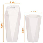 Car Trash Can with Lid, Mini Car Trash Cup with 30 Additional Trash Bags, Car Accessories for Interior, Leakproof Vehicle Garbage Bin for Car, Home, Office - 2 Packs, Beige