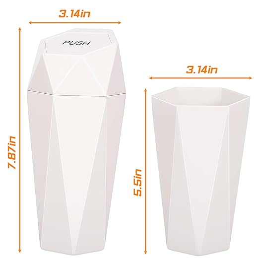 Car Trash Can with Lid, Mini Car Trash Cup with 30 Additional Trash Bags, Car Accessories for Interior, Leakproof Vehicle Garbage Bin for Car, Home, Office - 2 Packs, Beige