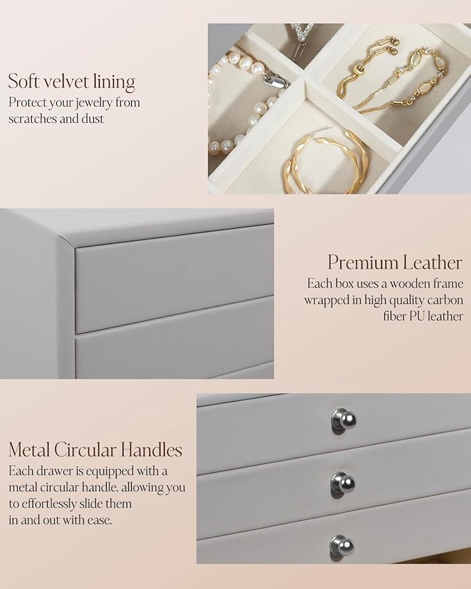 GUKA Large Jewelry Box, Jewelry Case with 10 Drawers for Big and Small Jewelry, Jewelry Storage Organizer for Watch Earrings 